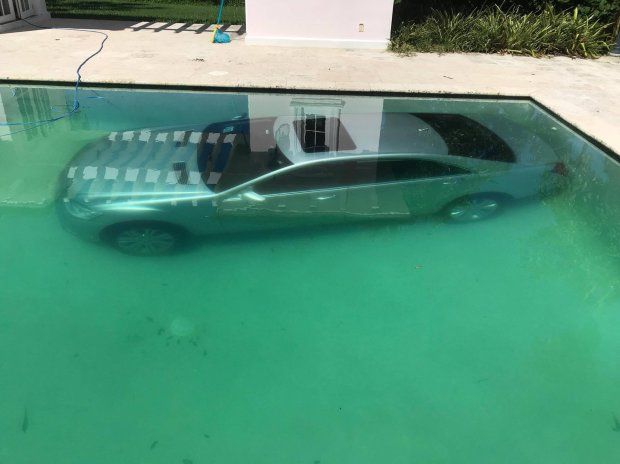 Guy Gentile's Mercedes was driven into his pool