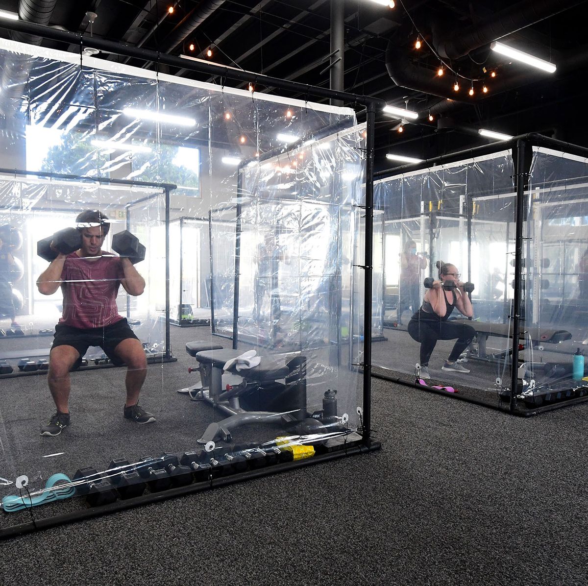 A US gym has reopened with individual pods for social distancing