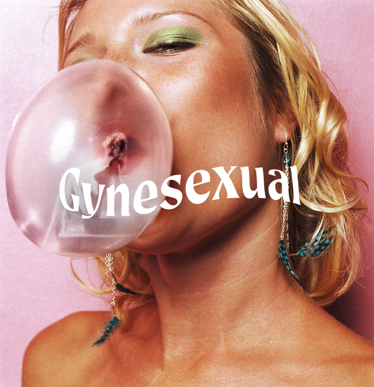 woman blowing bubble with bubble gum