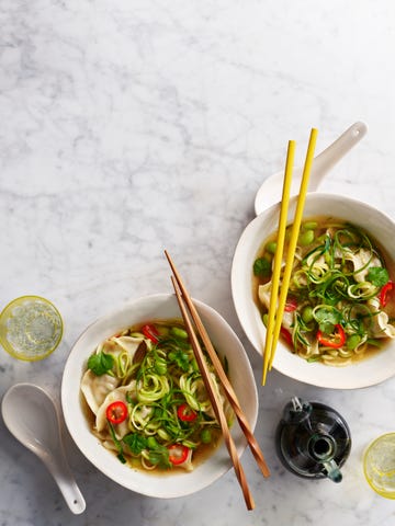 gyoza spiralised veg bowl