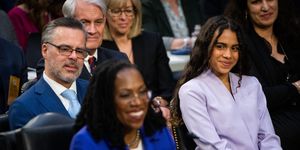 patrick jackson, left, husband of supreme court nominee ketanji brown jackson, center, and daughter leila jackson, right, look on during confirmation hearings in washington, monday, march 21, 2022 sarahbeth maneythe new york times