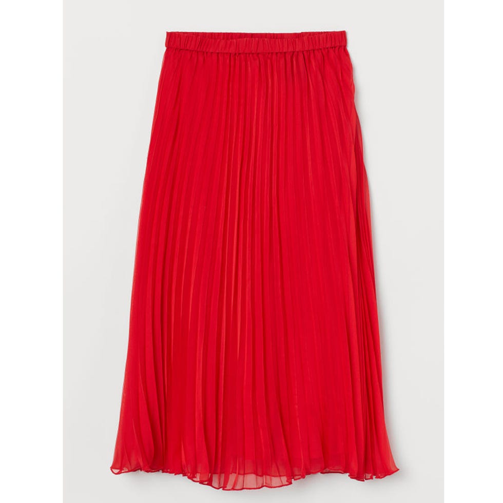 H&M red midi skirt