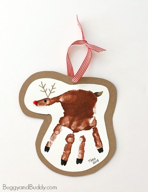 christmas crafts handprint reindeer ornament
