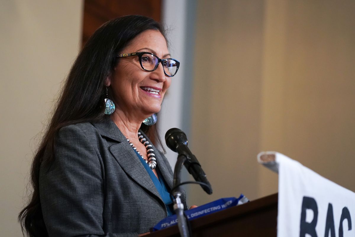 washington, dc   september 10  representative deb haaland d nm at the back the thrive agenda press conference at the longworth office building on september 10, 2020 in washington, dc photo by jemal countessgetty images for green new deal network