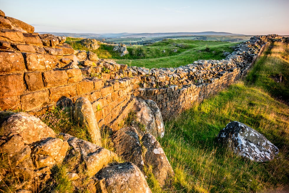 hadrian's wall at sunset