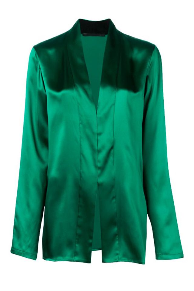 Clothing, Green, Outerwear, Sleeve, Blazer, Jacket, Collar, Button, Top, Blouse, 