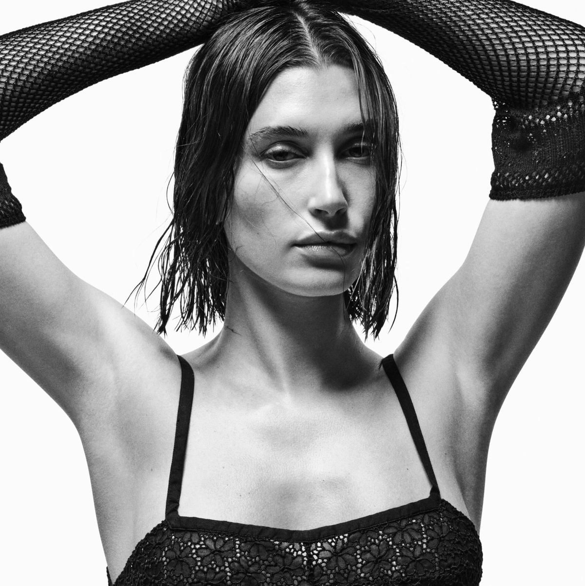 Hailey Bieber wears see-through bra for Vogue Australia