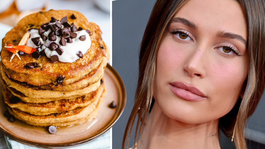 preview for 'White Lotus's Alexandra Daddario Makes Chocolate Chip Pancakes With A Pile Of Whipped Cream On Top