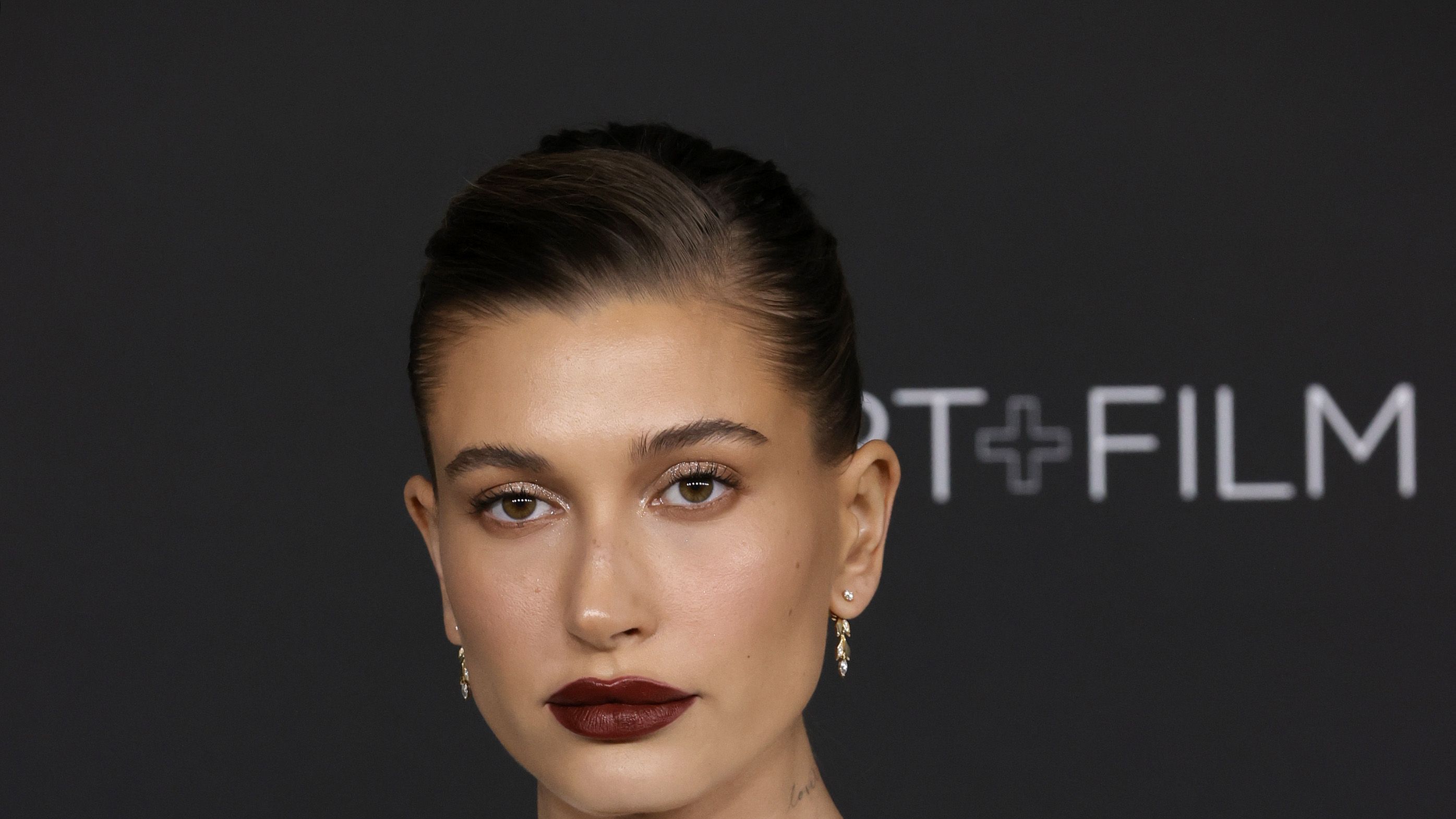 Hailey Bieber wears the perfect crimson red lipstick for LACMA gala