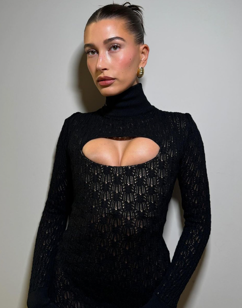 Hailey Bieber shows her undies in see-through dress in IG pics