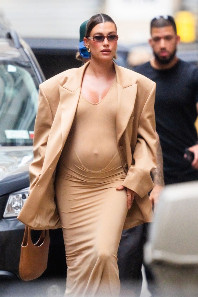 new york, new york june 23 hailey bieber is seen in tribeca on june 23, 2024 in new york city photo by gothamgc images