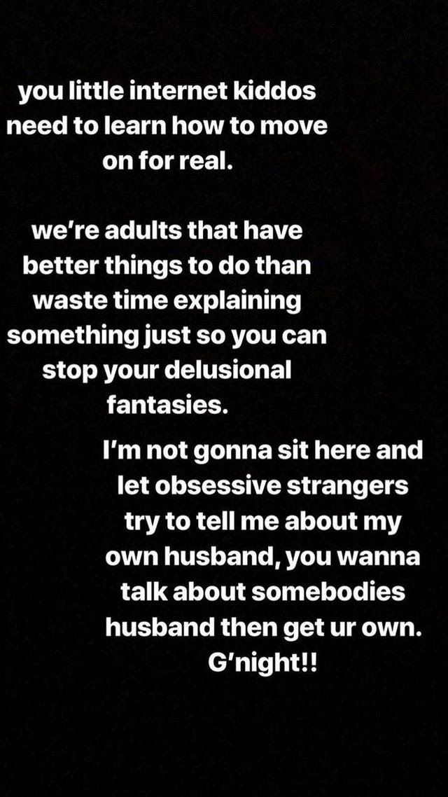 hailey bieber's instagram story to jelena fans she later deletes