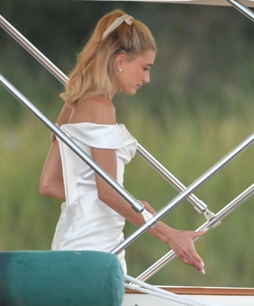 Hailey Bieber wore the perfect bridal hair accessory to her wedding rehearsal dinner