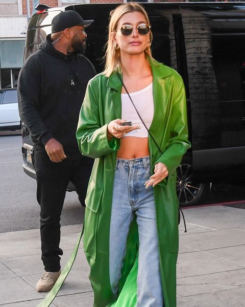 haileybieber wears Raincoat, Track Dress and Utility Pant in Green