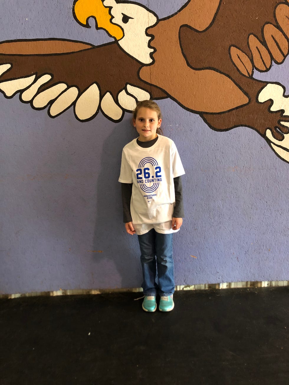 hailey walker, 11, found marathon kids through her pe teacher who signed up students in walker’s class