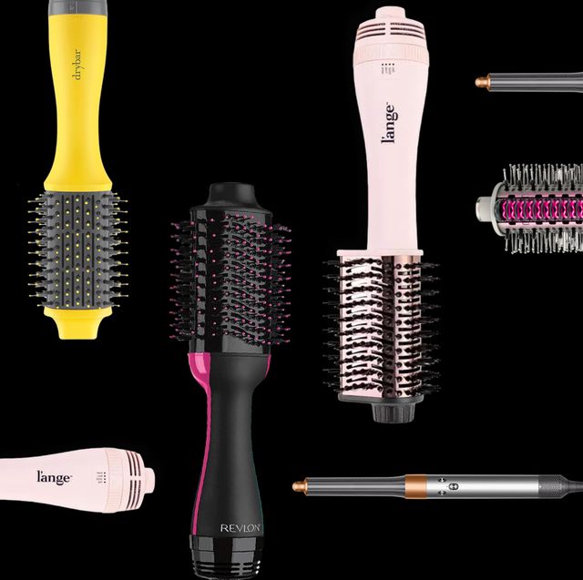 a group of different colored hair dryer brushes