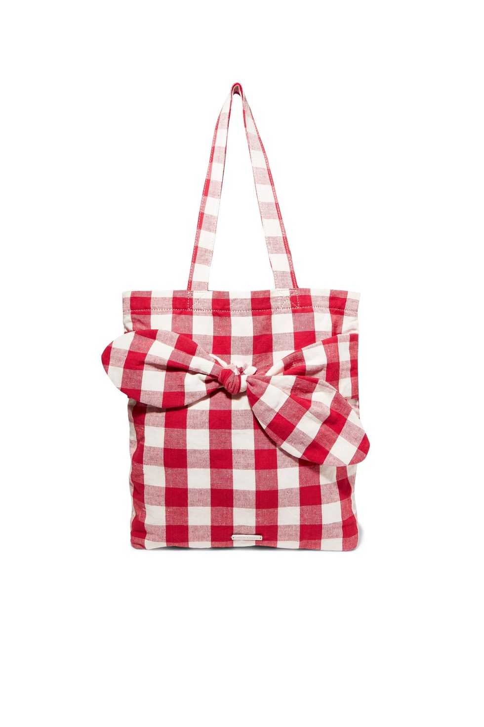 half price designer bags - LOEFFLER RANDALL Bessie bow-embellished gingham canvas tote