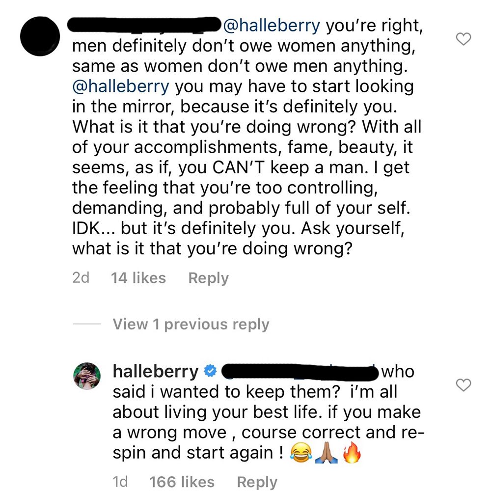 Halle Berry Shuts Down Insta Troll Who Says She 'Can't Keep a Man