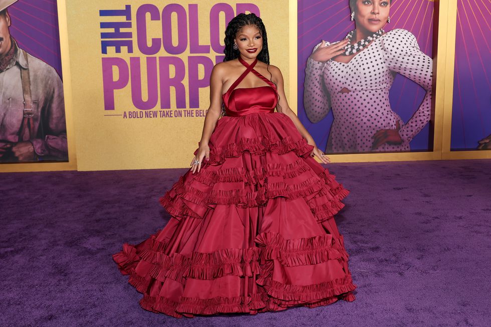 halle bailey at the premiere of the colour purple