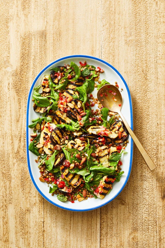 halloumi and eggplant salad