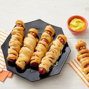 mummy hot dogs with mustard