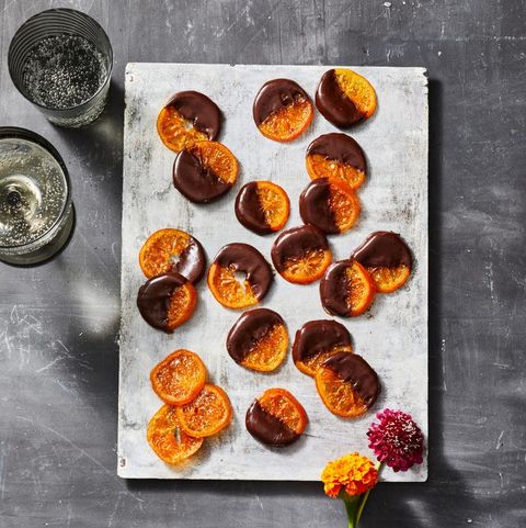 candied clementines dipped in chocolate