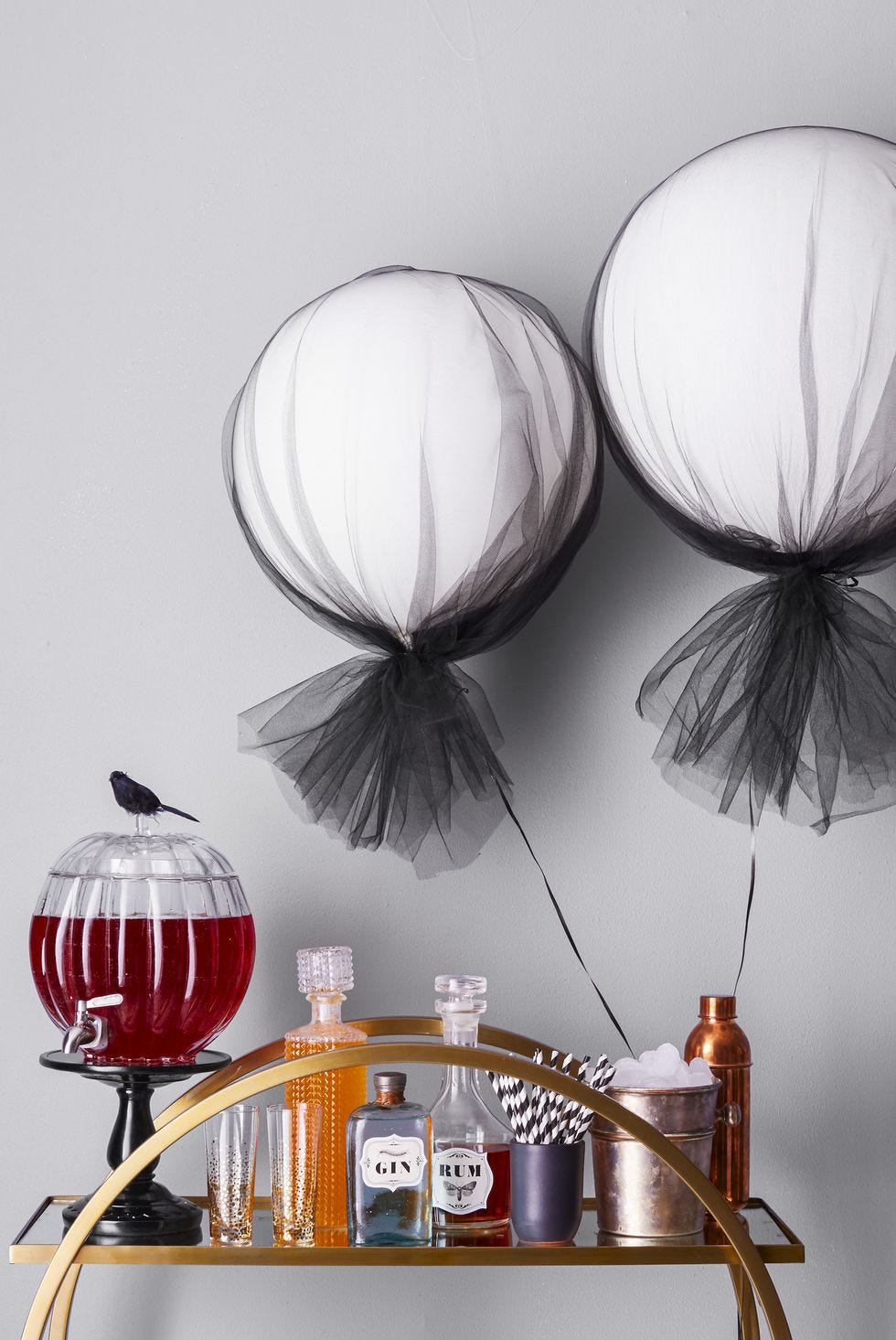 halloween birthday party bar cart
