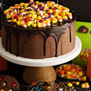chocolate and candy corn cake for halloween