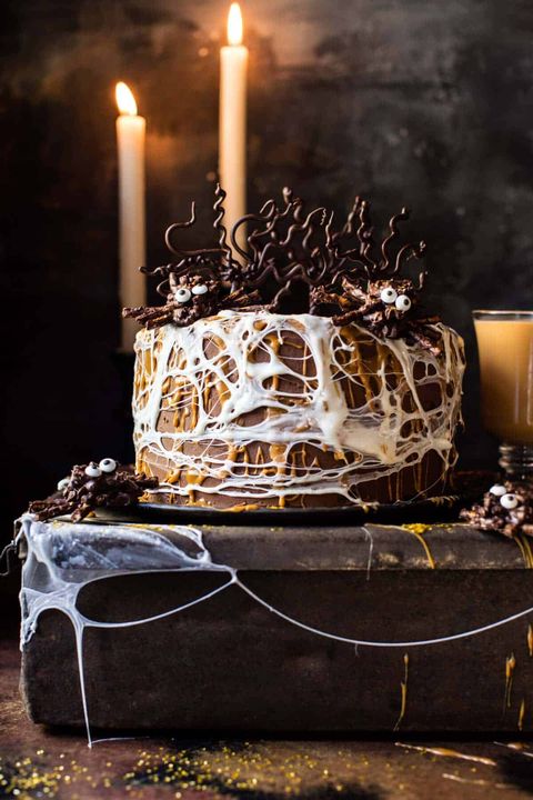 forbidden forest cake with tall candles in back