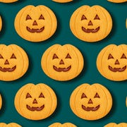 This is an image halloween pumpkin jack o lantern cookies
