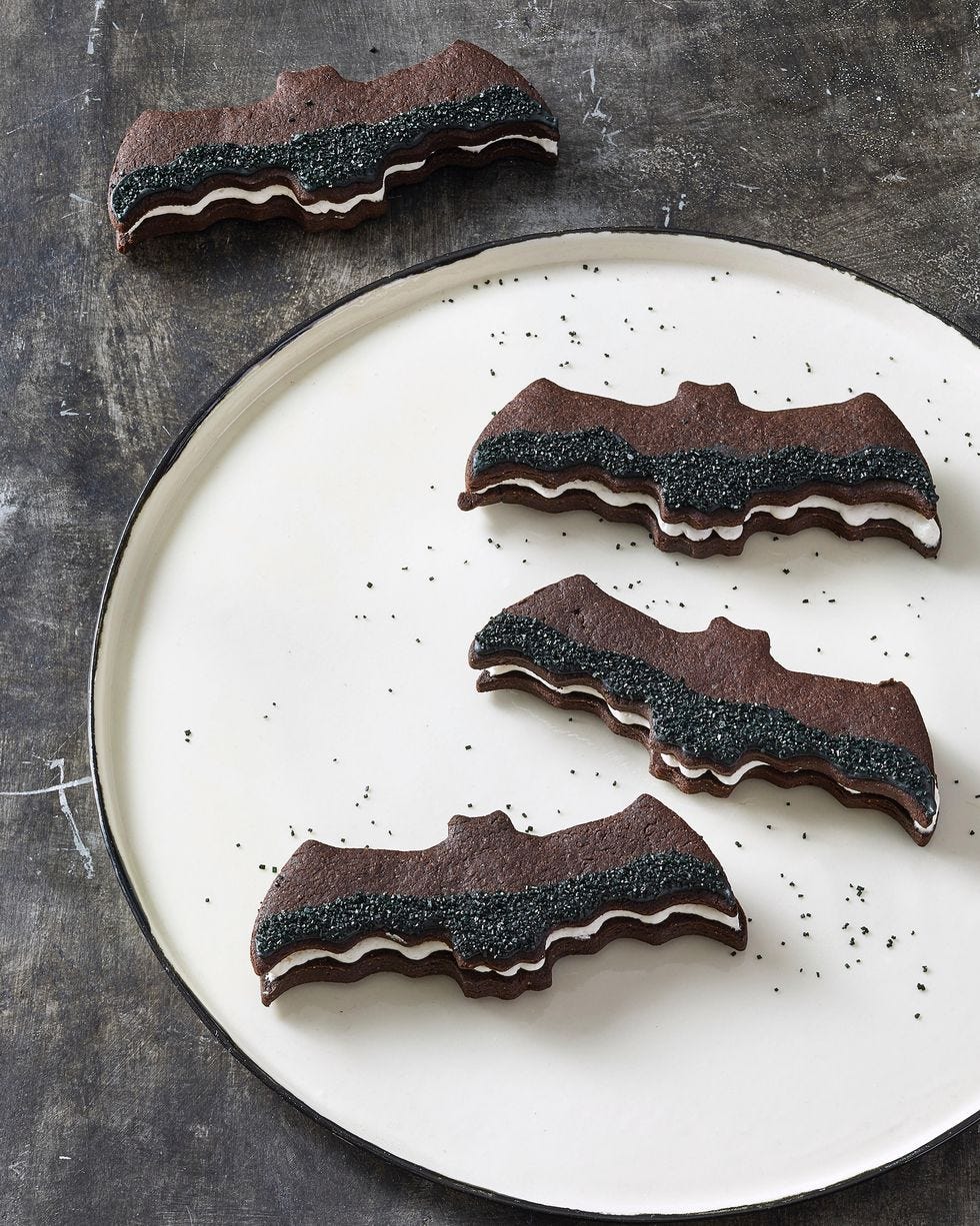 halloween cookie recipes   bat sandwich cookies