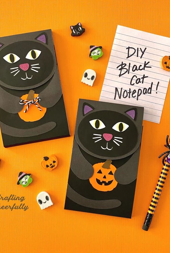 halloween crafts diy halloween black cat notepad