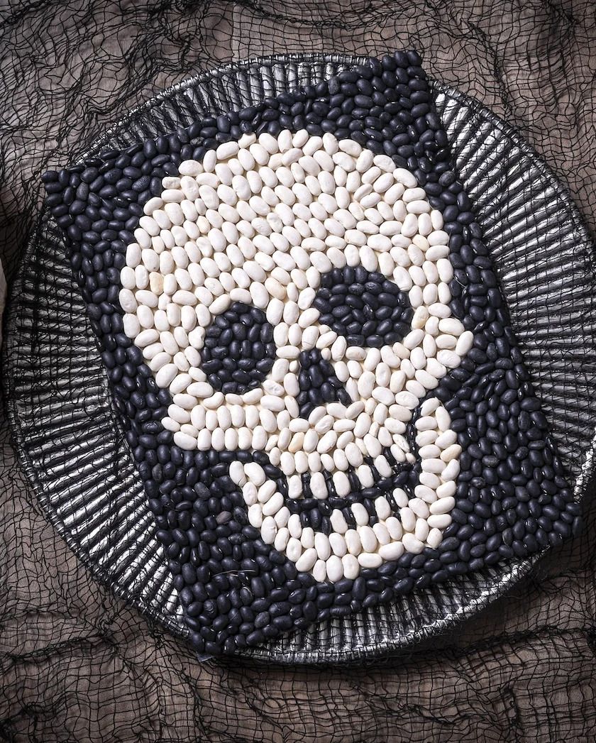 halloween crafts for kids skull bean art