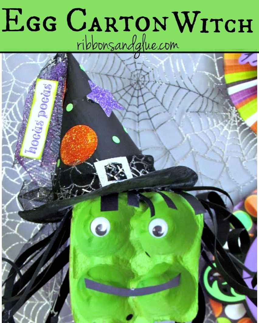 halloween crafts for kids egg carton witch