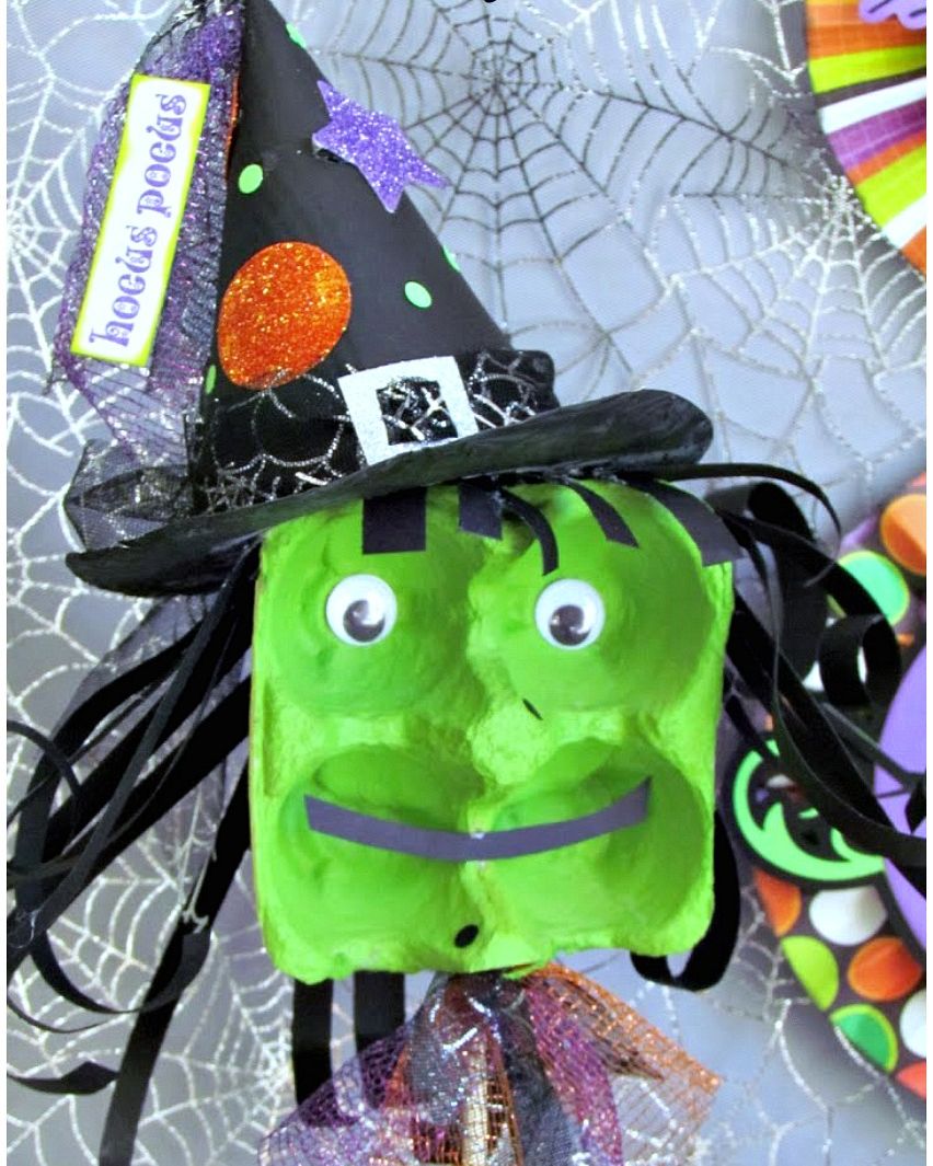 halloween crafts for kids egg carton witch