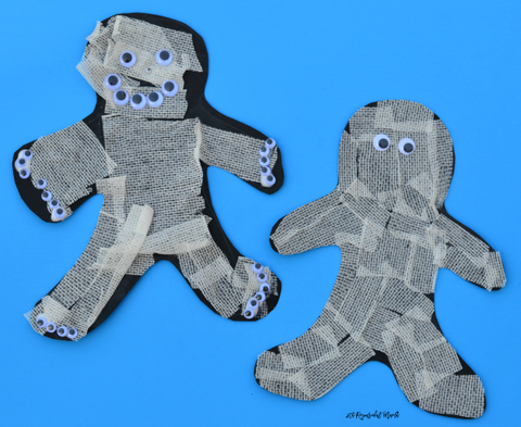 Halloween Crafts - Gauze Mummy Craft halloween crafts gauze mummy craft