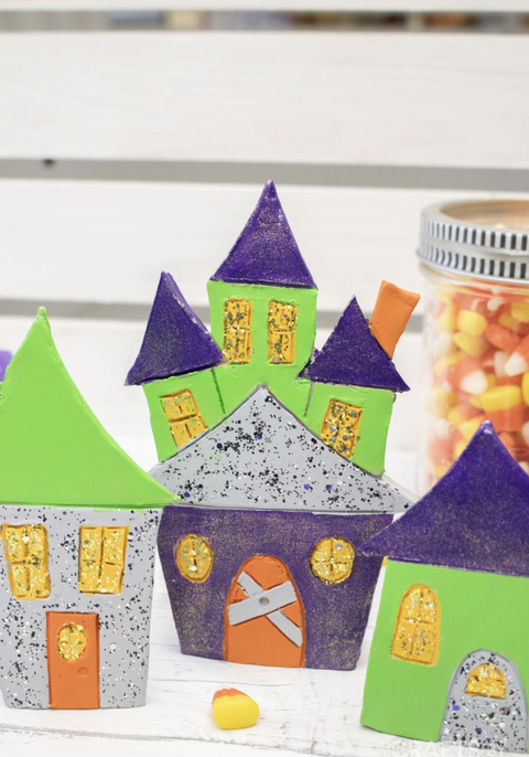 halloween crafts for kids clay village
