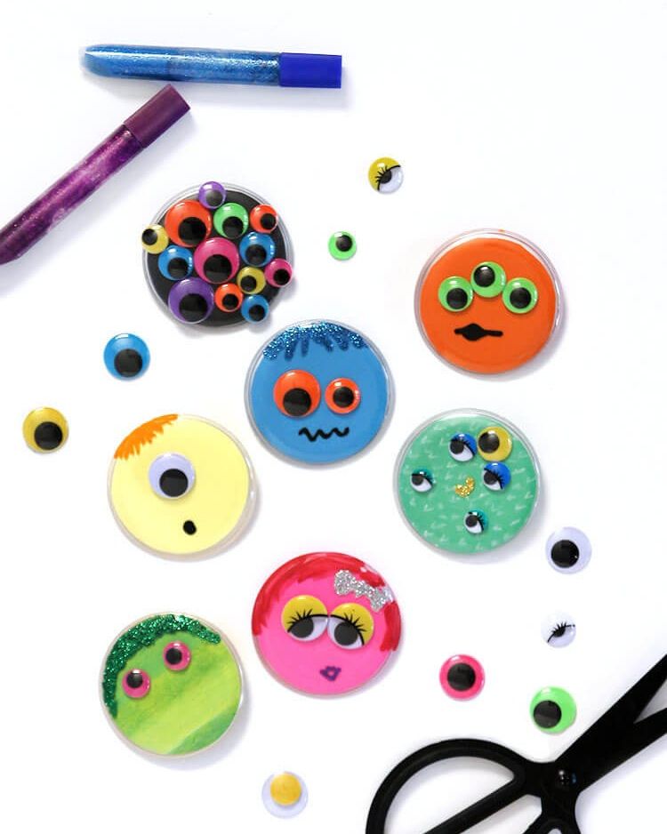 halloween crafts for kids monster buttons