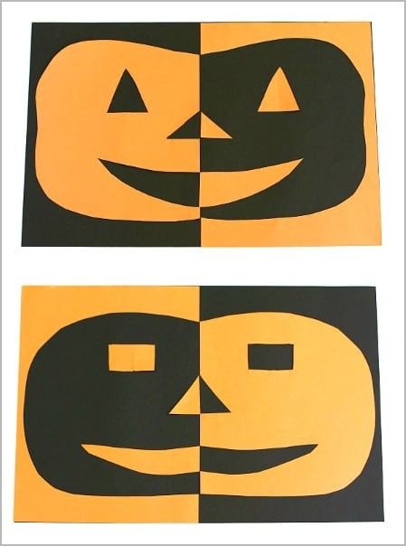 halloween crafts  positive and negative space paper jackolantern