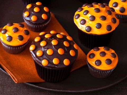 polka dot halloween cupcakes orange and black