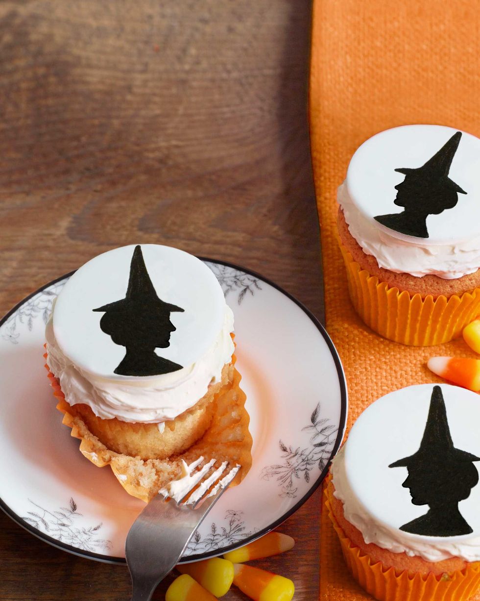 halloween cupcake ideas witch silhouette cupcakes