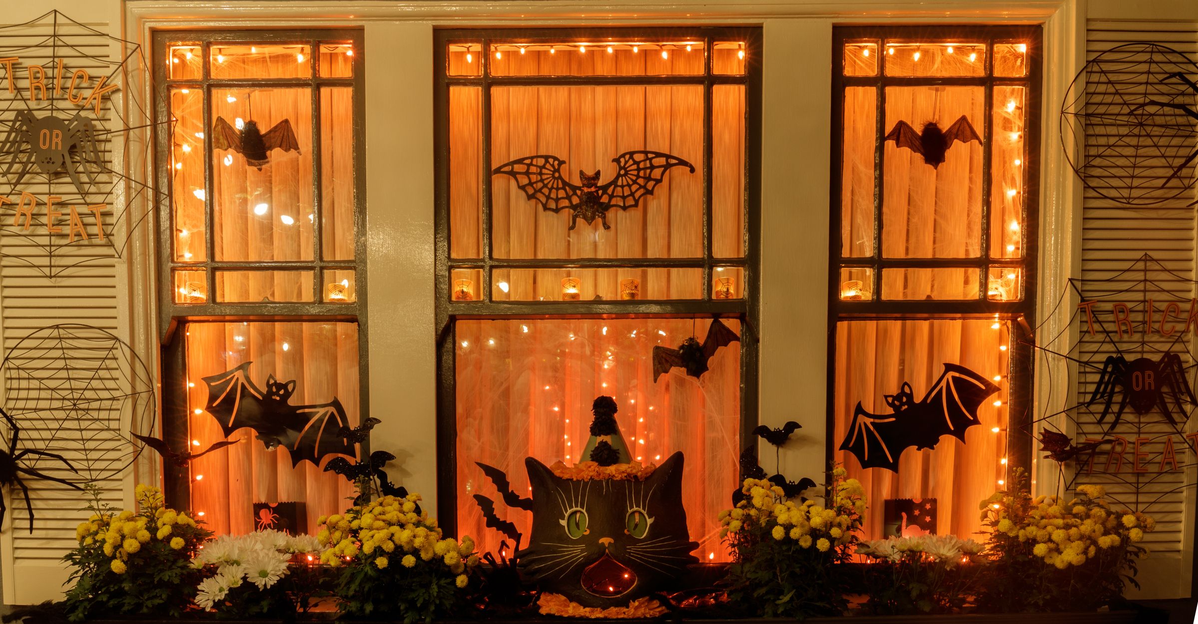 Halloween Window Silhouettes Cat   Halloween Decorations Hanging Outside Residential Royalty Free Image 1693939341 