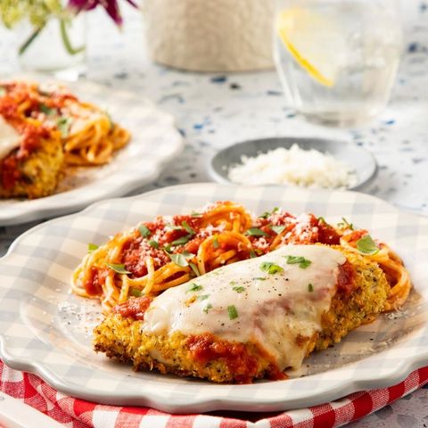 air fryer chicken parmesan with cheese and noodles