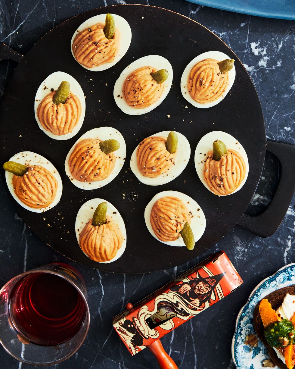 smokey pumpkin deviled eggs