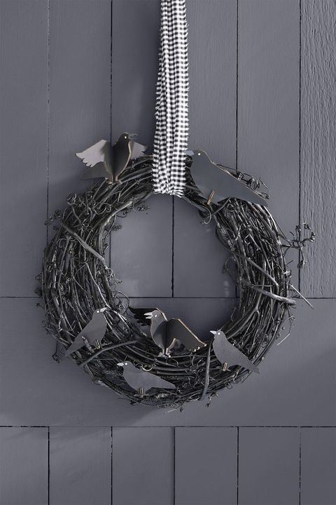 halloween door decorations scary crow wreath