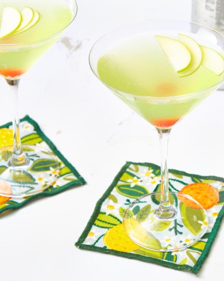 appletini on green cocktail napkin