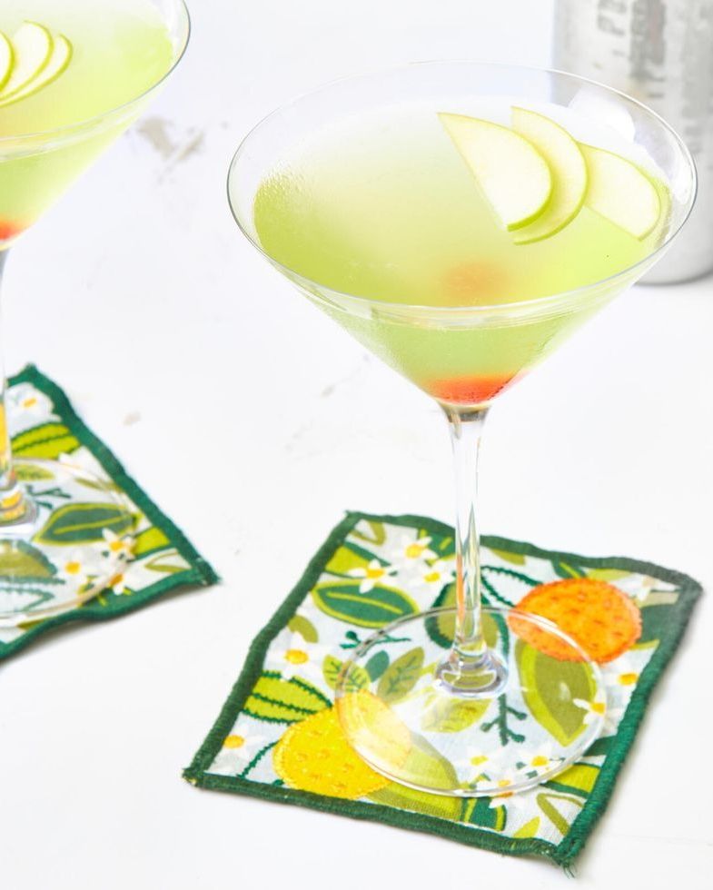 appletini on green cocktail napkin
