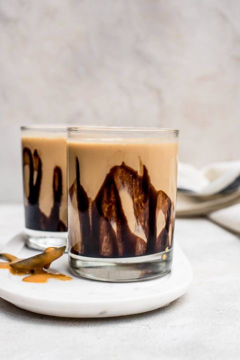 peanut butter cocktail with chocolate in glass