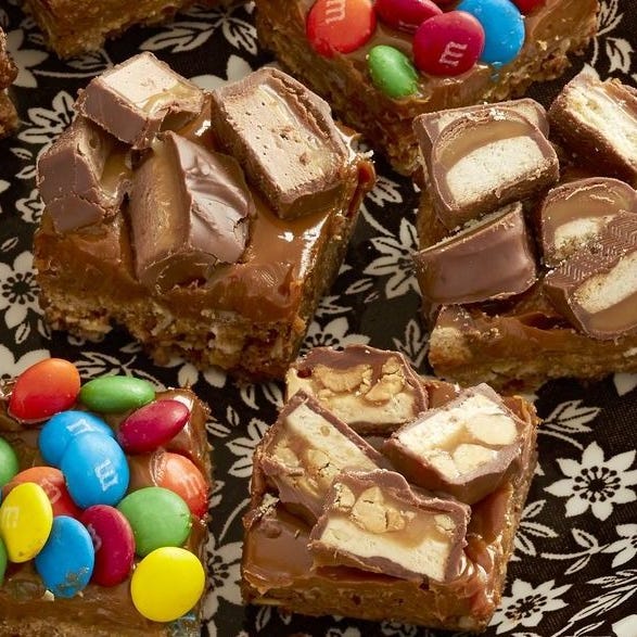 halloween food ideas candy covered caramel bars