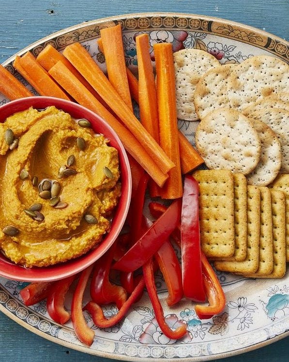 halloween food ideas roasted garlic pumpkin hummus